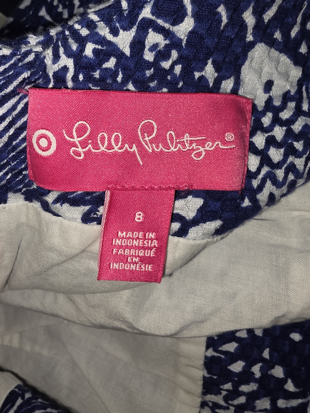 Lilly Pulitzer Blue White Embroidered Shift Dress Size 8 - Picture 6 of 7